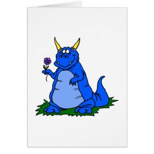 Dragon bleu-clair avec la fleur