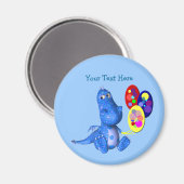 Dragon Bleu tenant des ballons mignonne aimant (Recto/Verso)
