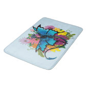 Dragon Blue Vlinder Bloemen Badmat (Gekanteld)