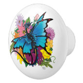 Dragon Blue Vlinder Bloemen Keramische Knop (Rechts)