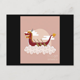 Dragon Boat Chinese Festival Sport Cartoon Clouds Briefkaart