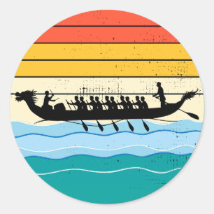 Dragon Boat Racing Crew Paddlers Water Sport Ronde Sticker