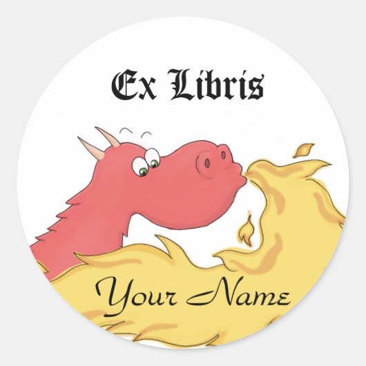 Dragon Book label / draak ex libris (Voorkant)