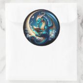 Dragon Bookworm, Moonlight Reading T-shirt Ronde Sticker (Tas)
