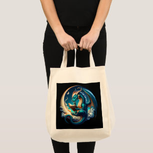 Dragon Bookworm, Moonlight Reading Tote Bag