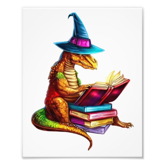 Dragon Bookworm - Schattig Fantasy Lezing Lover De Foto Afdruk (Voorkant)