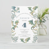 Dragon Boys 3e 4e 5e verjaardagsfeest uitnodiging (Staand voorkant)