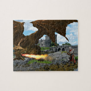 Dragon Breathing Fire Knight Battle Castle Legpuzzel