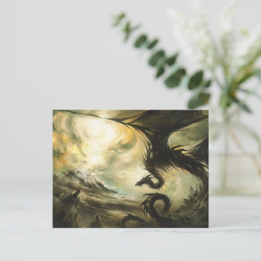 Dragon-Briefkaart | Mythical Creature Art Greeting Briefkaart (Staand voorkant)