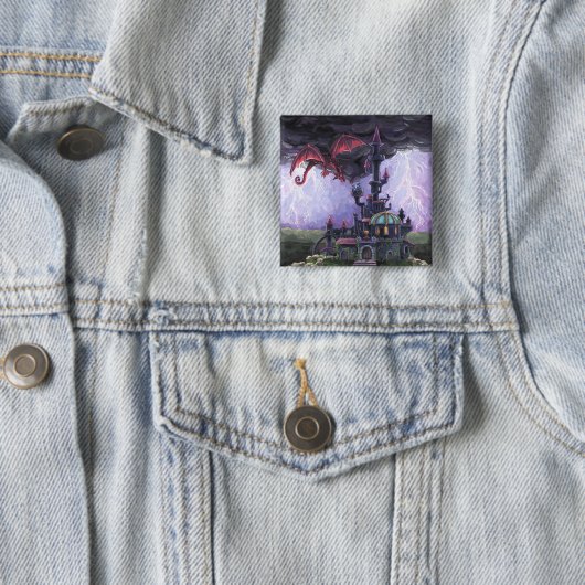 Dragon Castle Vierkante Button 5,1 Cm (In situ)