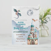 Dragon Castle waterverf baby shower Kaart (Staand voorkant)