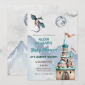 Dragon Castle waterverf baby shower Kaart (Voorkant / Achterkant)