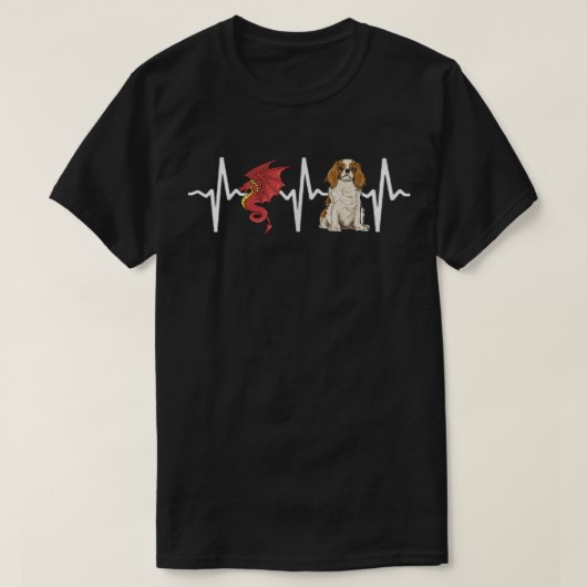 Dragon Cavalier King Charles Spaniel Heartbeat Dog T-shirt (Design voorkant)