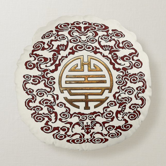 Dragon Chakra Rond Kussen (Voorkant)