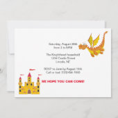 Dragon & Château Invitation personnalisée Annivers (Dos)