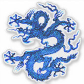 Dragon chinois, Autocollant bleu Indigo (Devant)