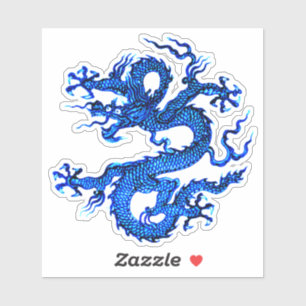 Dragon chinois, Autocollant bleu Indigo