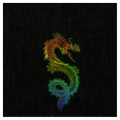 Dragon chinois coloré tissu de lin naturel (Fermer)