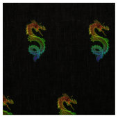 Dragon chinois coloré tissu de lin naturel (Échantillon)