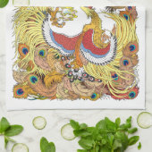 Dragon chinois et serviette de cuisine phoenix (Plié)