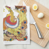Dragon chinois et serviette de cuisine phoenix (Quart Plié)