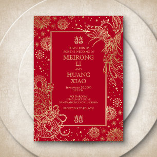 Dragon chinois Faire-part de mariage Phoenix