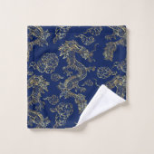 Dragon Chinois Or et Bleu Foncé (Gant de toilette)
