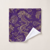 Dragon Chinois Or et Violet Foncé (Gant de toilette)