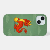 Dragon Chinois Rouge sur Fond Vert (Verso Horizontal)