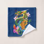 Dragon chinois vert Koi (Gant de toilette)