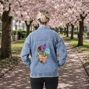 Dragon Chinois Vert Mystique Floral Bleu Marine
