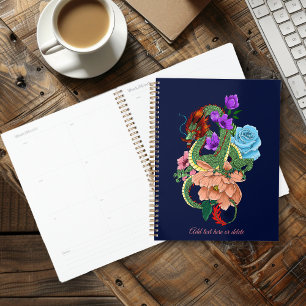 Dragon Chinois Vert Mystique Floral Bleu Marine