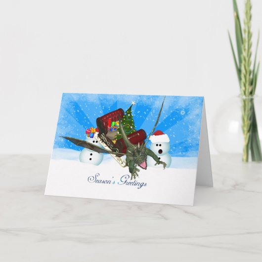 Dragon Christmas Kaart, de groeten van het seizoen Feestdagen Kaart (Voorkant)