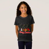 Dragon Christmas Pyjama Grappige Xmas Lights Diere T-shirt (Voorkant volledig)