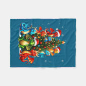 Dragon Christmas Tree Squad Santa Hat Fantasy Myth Fleece Deken (Voorkant (Horizontaal))