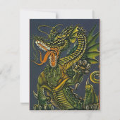 Dragon Coloré Du Parti ~Customiser Ces Invitations (Devant)