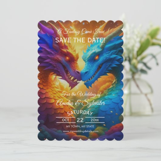 Dragon coloré Enregistrer les cartes de dates (Debout devant)