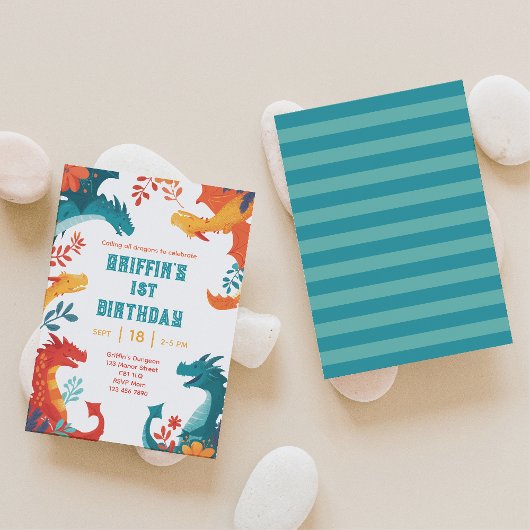 Dragon coloré Invitation Anniversaire