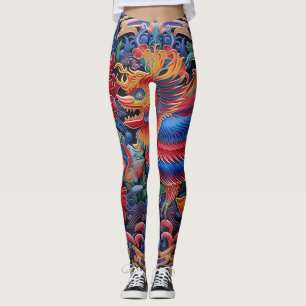 Dragon coloré Leggings Motifs ethniques