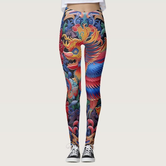 Dragon coloré Leggings Motifs ethniques (Devant)