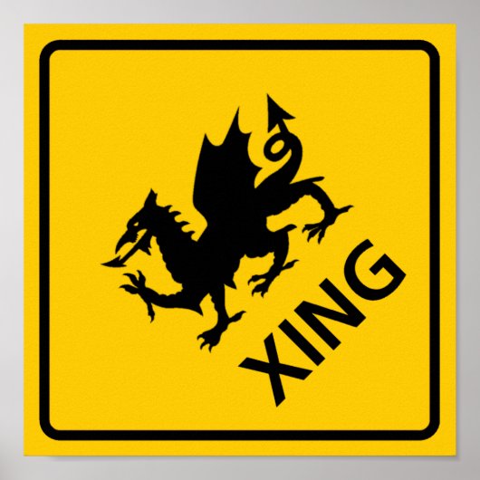 Dragon Crossing Highway Sign Poster (Voorkant)