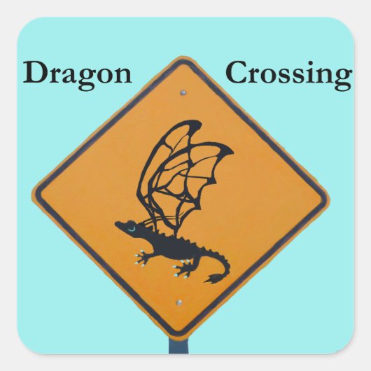 Dragon Crossing Vierkante Sticker (Voorkant)