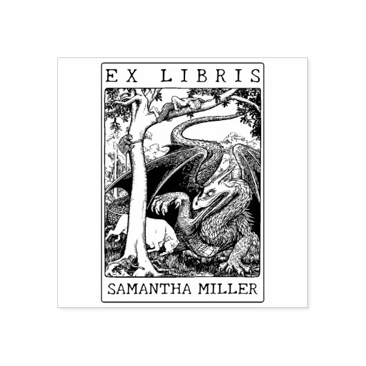  Dragon Custom Ex Libris Library Boek Rubberstempel (Afrduk)
