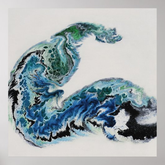 « Dragon dans les vagues – Affiche abstraite d'éne (Devant)