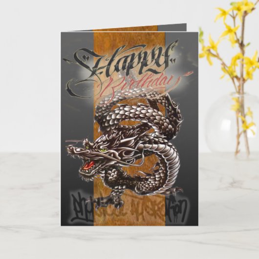 Dragon de carte d'anniversaire (Fleur jaune)