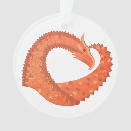 Dragon de coeur orange sur blanc (devant)