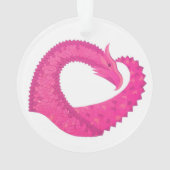 Dragon de coeur rose chaud sur blanc (dos)