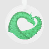 Dragon de coeur vert sur blanc (dos)