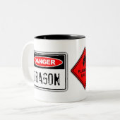 Dragon de danger - tasse drôle de geek de panneau (Devant gauche)