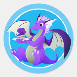 Dragon de dessin animé avec Stickers Bleu au gâtea